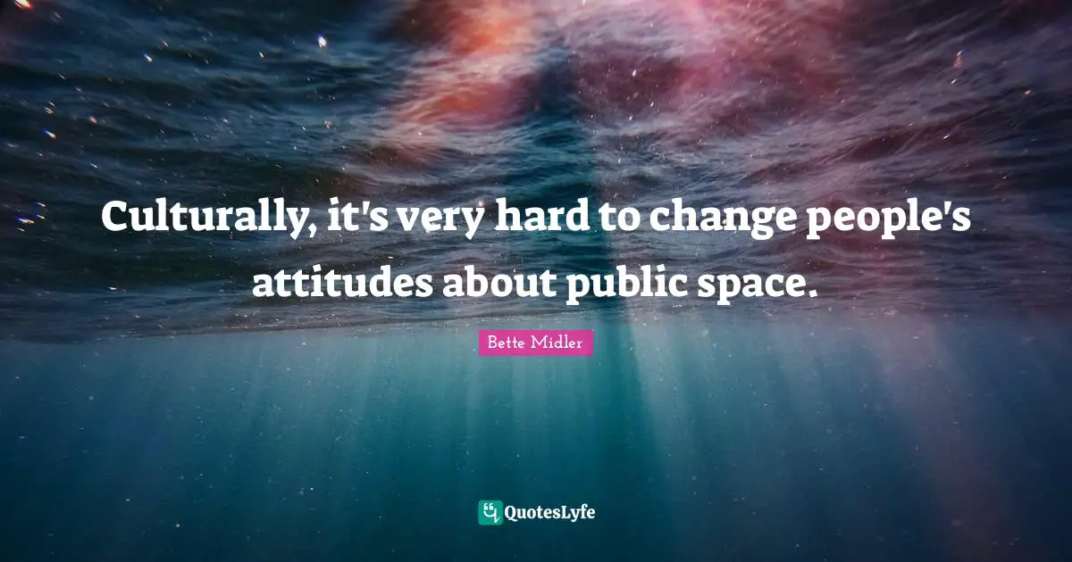 Culturally, it's very hard to change people's attitudes about public space.