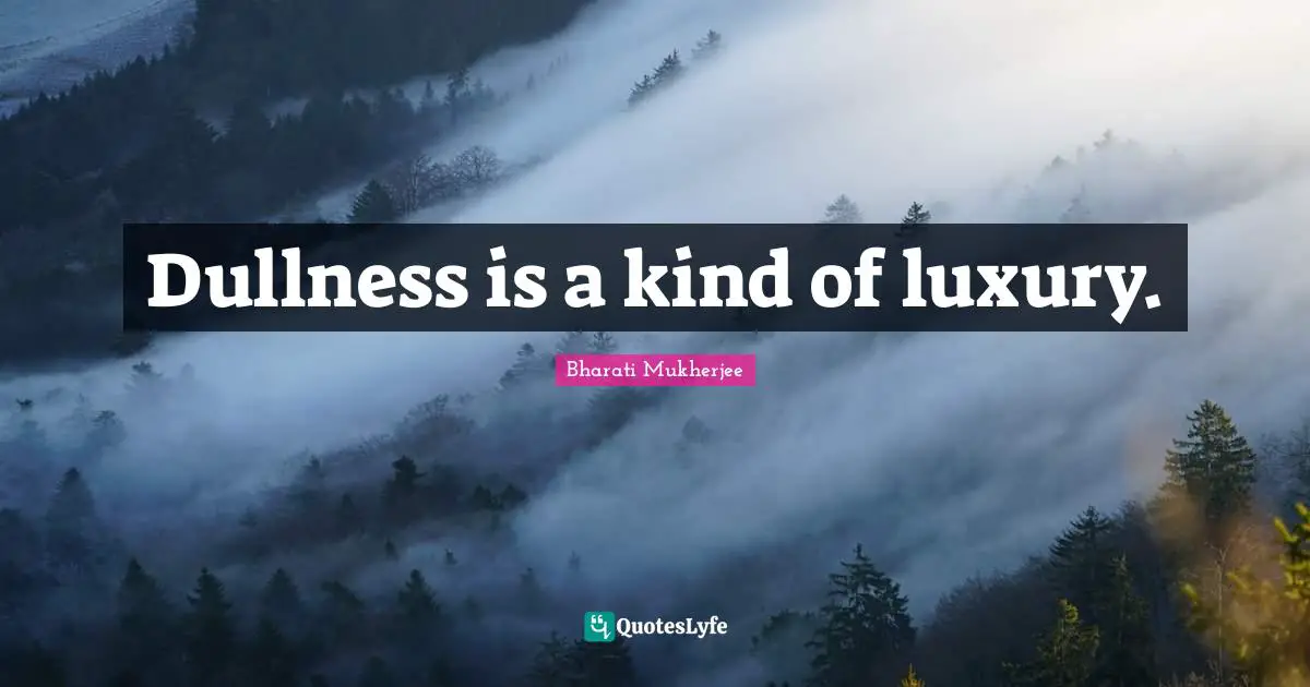 Dullness is a kind of luxury.