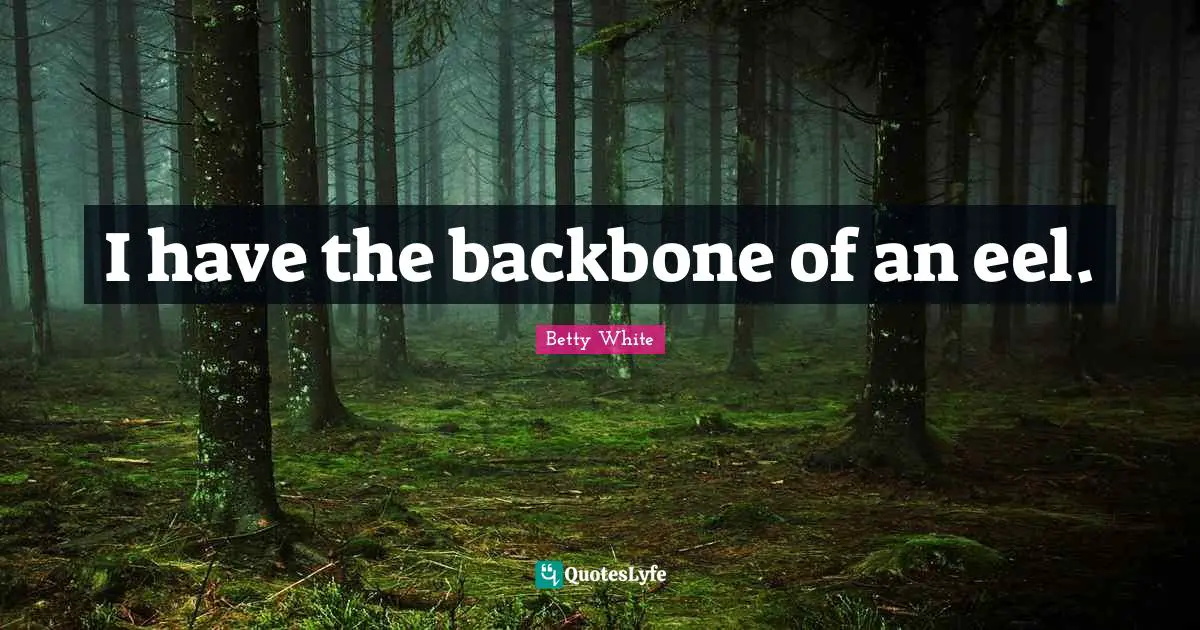 I have the backbone of an eel.