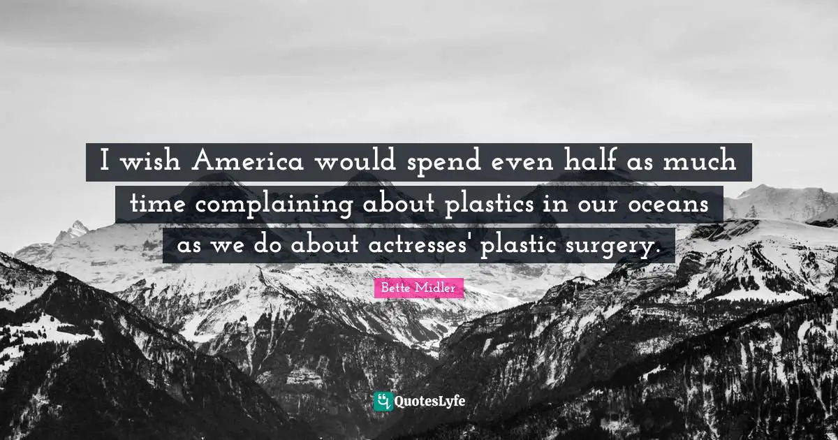 I wish America would spend even half as much time complaining about plastics in our oceans as we do about actresses' plastic surgery.