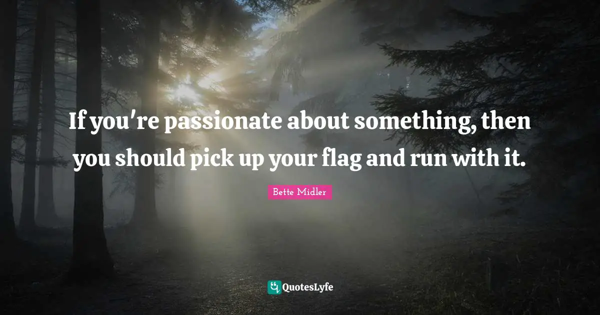 If you're passionate about something, then you should pick up your flag and run with it.
