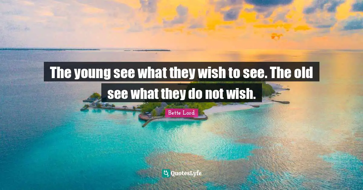 Bette Lord Quotes: "The young see what they wish to see. The old see what they do not wish."