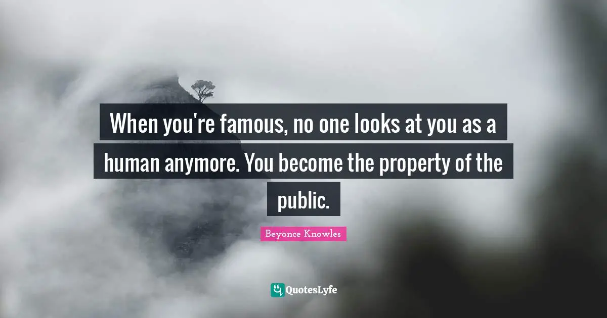 When you're famous, no one looks at you as a human anymore. You become the property of the public.