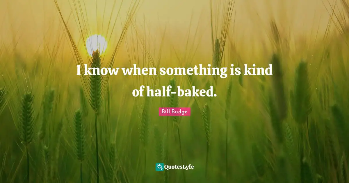 I know when something is kind of half-baked.