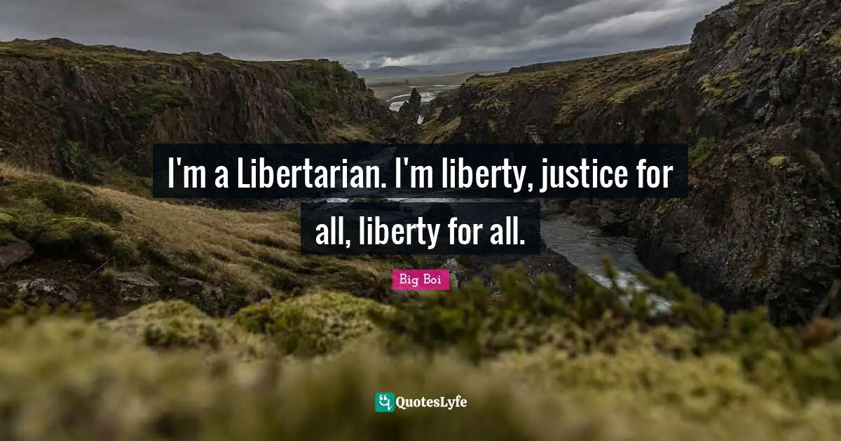 I'm a Libertarian. I'm liberty, justice for all, liberty for all.