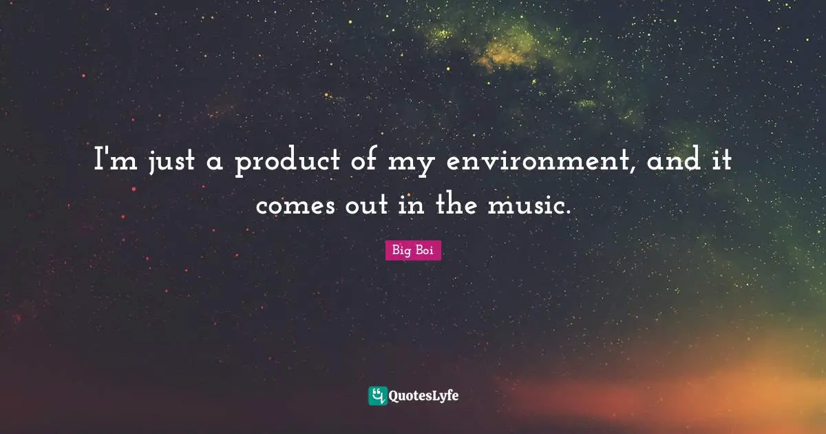 I'm just a product of my environment, and it comes out in the music.
