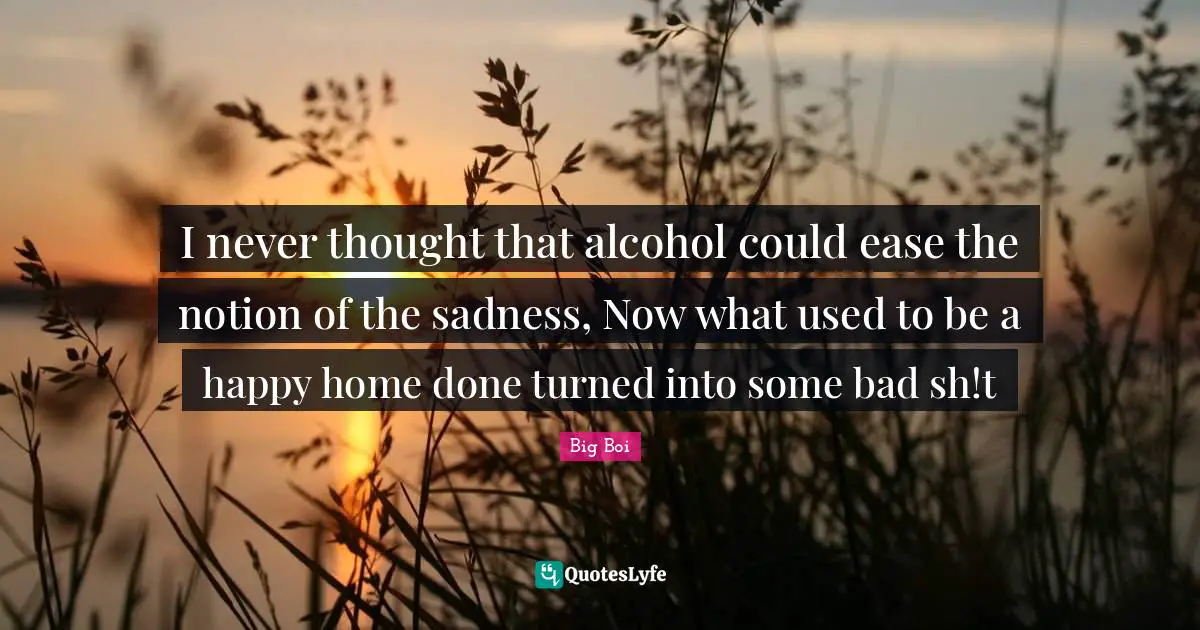 I never thought that alcohol could ease the notion of the sadness, Now what used to be a happy home done turned into some bad sh!t