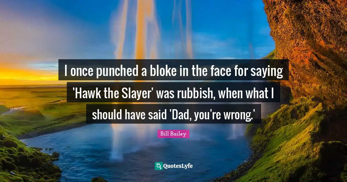 I once punched a bloke in the face for saying 'Hawk the Slayer' was rubbish, when what I should have said 'Dad, you're wrong.'
