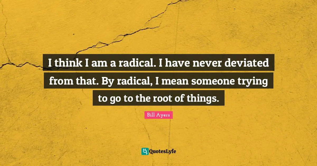 I think I am a radical. I have never deviated from that. By radical, I mean someone trying to go to the root of things.