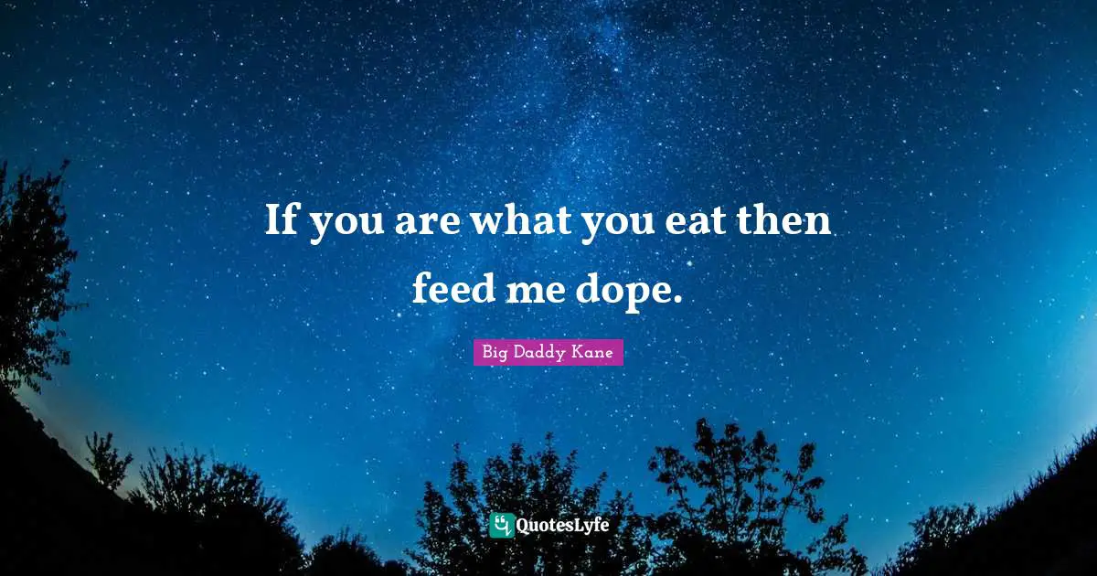 Kane Quotes: "If you are what you eat then feed me dope."