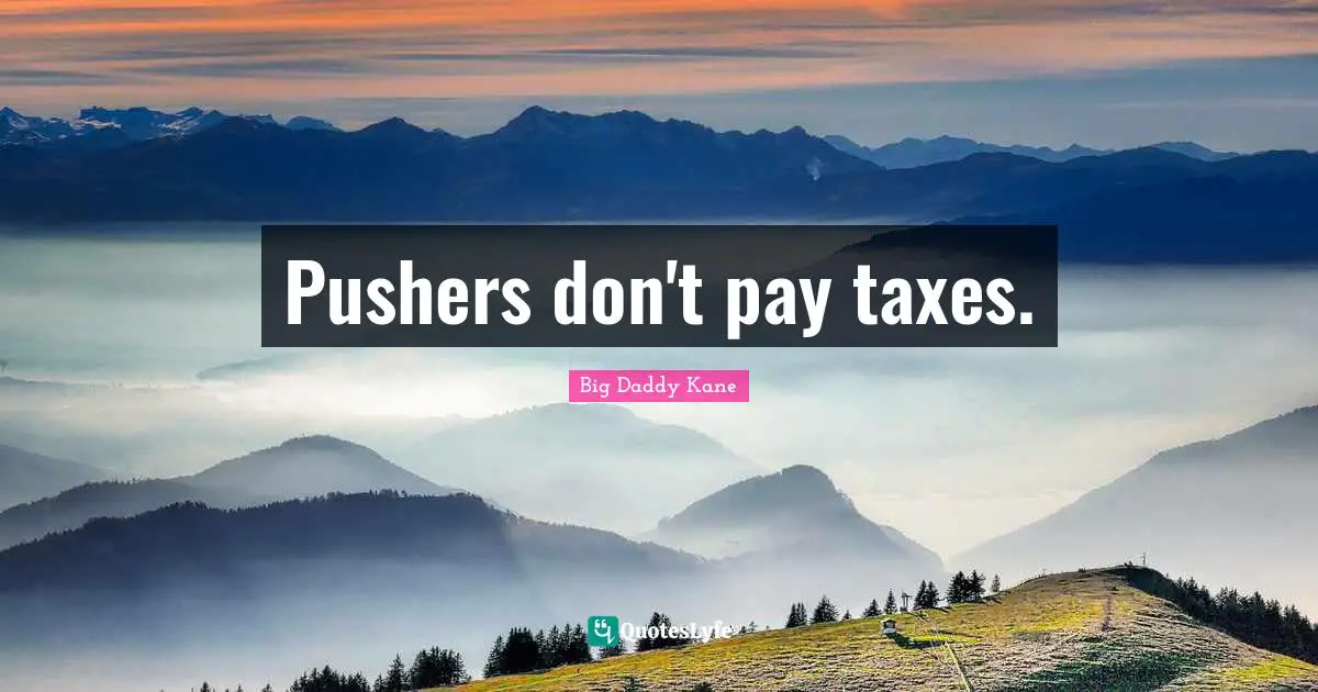 Big Daddy Kane Quotes: Pushers don't pay taxes.