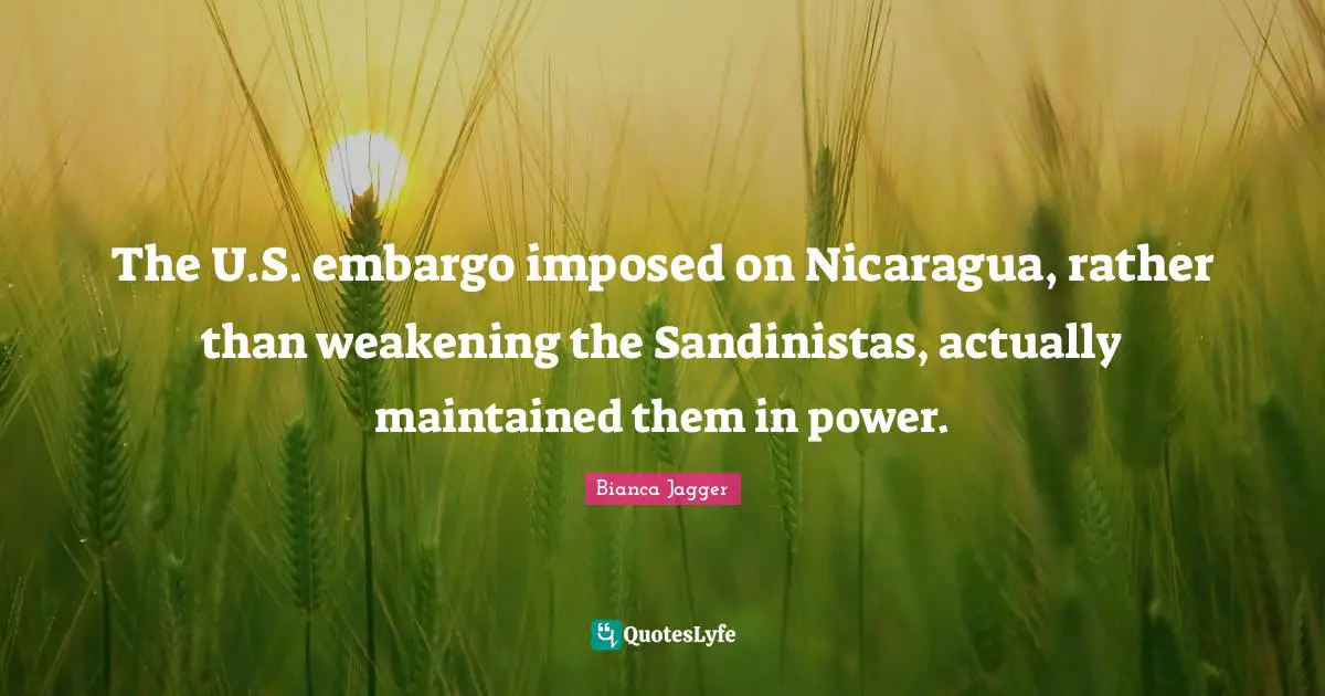 The U.S. embargo imposed on Nicaragua, rather than weakening the Sandinistas, actually maintained them in power.