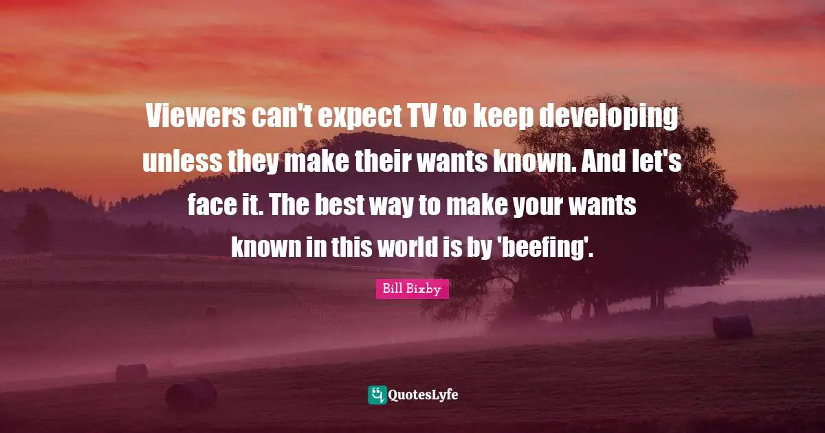 Viewers can't expect TV to keep developing unless they make their wants known. And let's face it. The best way to make your wants known in this world is by 'beefing'.