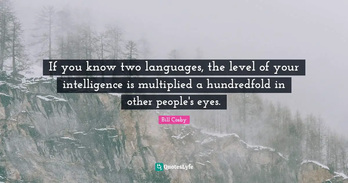 If you know two languages, the level of your intelligence is multiplied a hundredfold in other people's eyes.