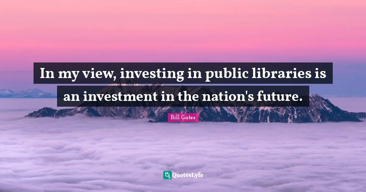 In my view, investing in public libraries is an investment in the nation's future.