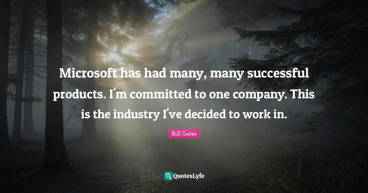 Microsoft has had many, many successful products. I'm committed to one company. This is the industry I've decided to work in.