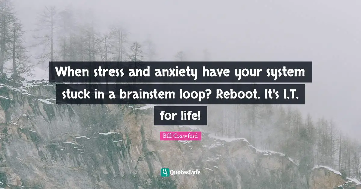 When stress and anxiety have your system stuck in a brainstem loop? Reboot. It's I.T. for life!
