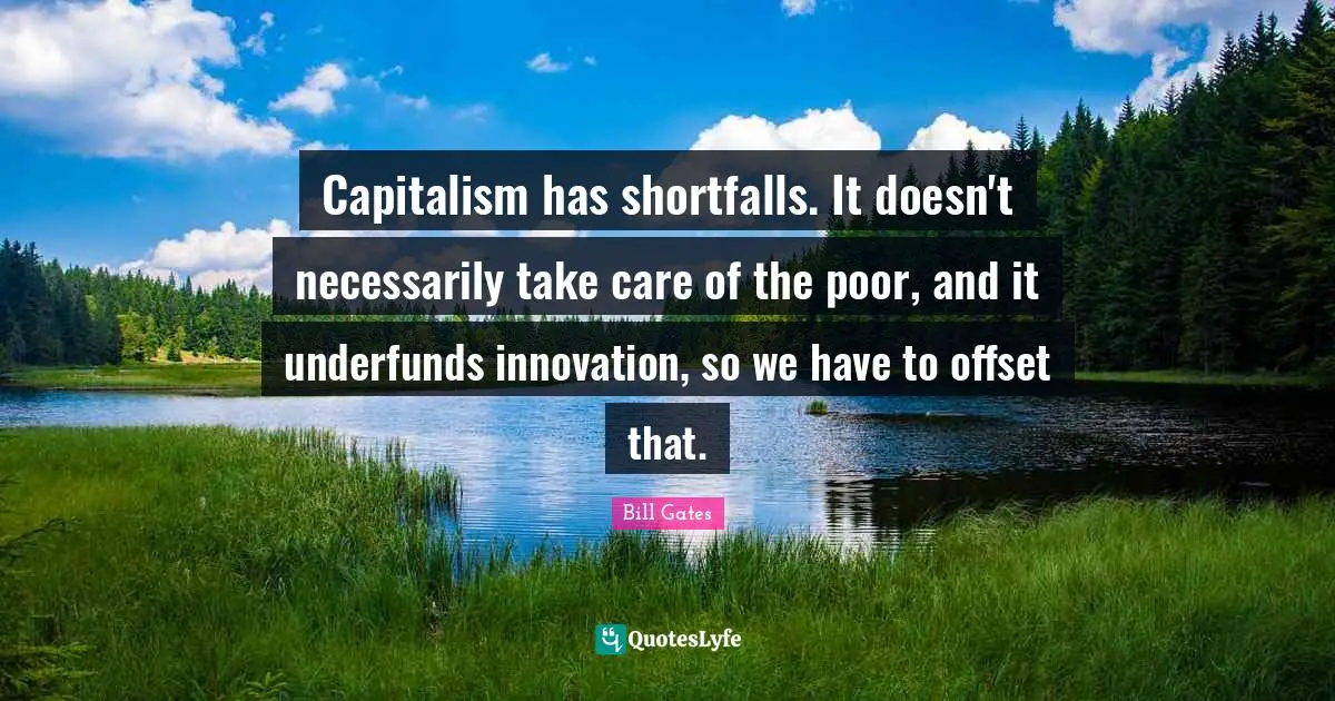 Capitalism has shortfalls. It doesn't necessarily take care of the poor, and it underfunds innovation, so we have to offset that.