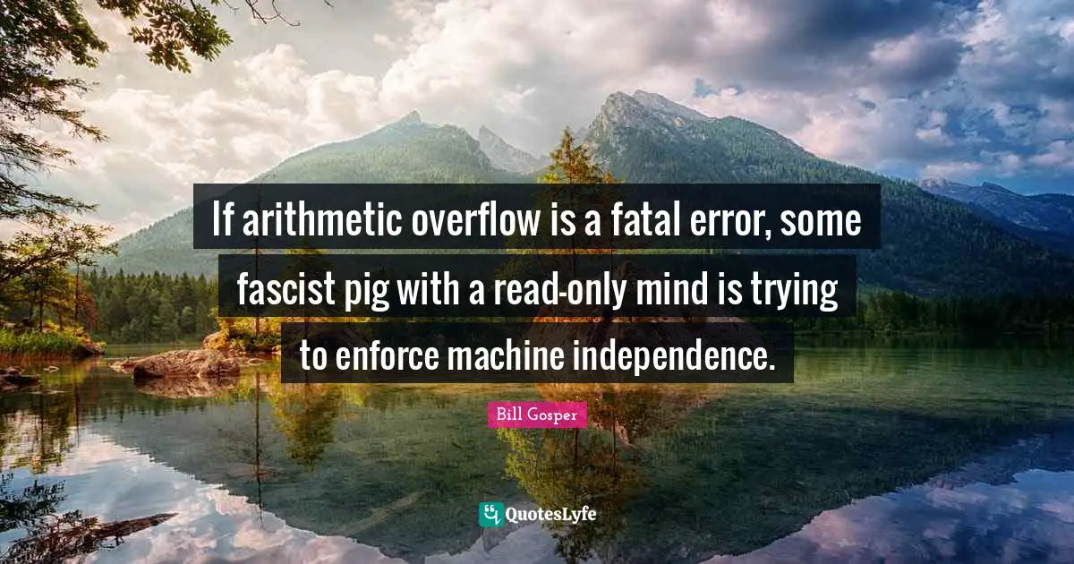 If arithmetic overflow is a fatal error, some fascist pig with a read-only mind is trying to enforce machine independence.