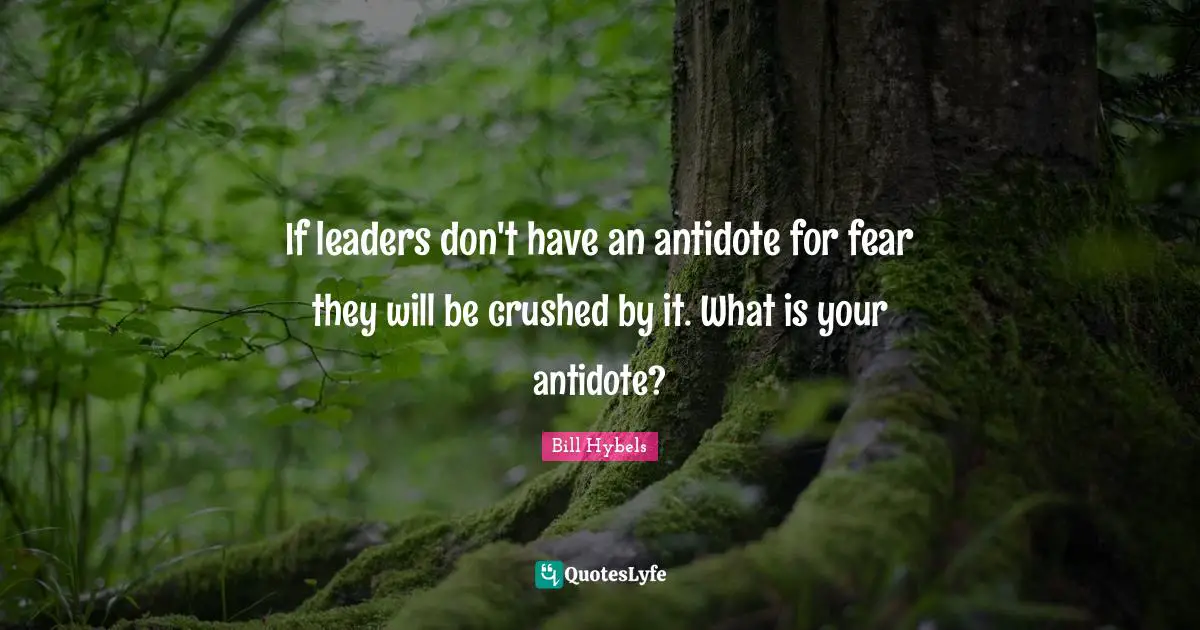 If leaders don't have an antidote for fear they will be crushed by it. What is your antidote?