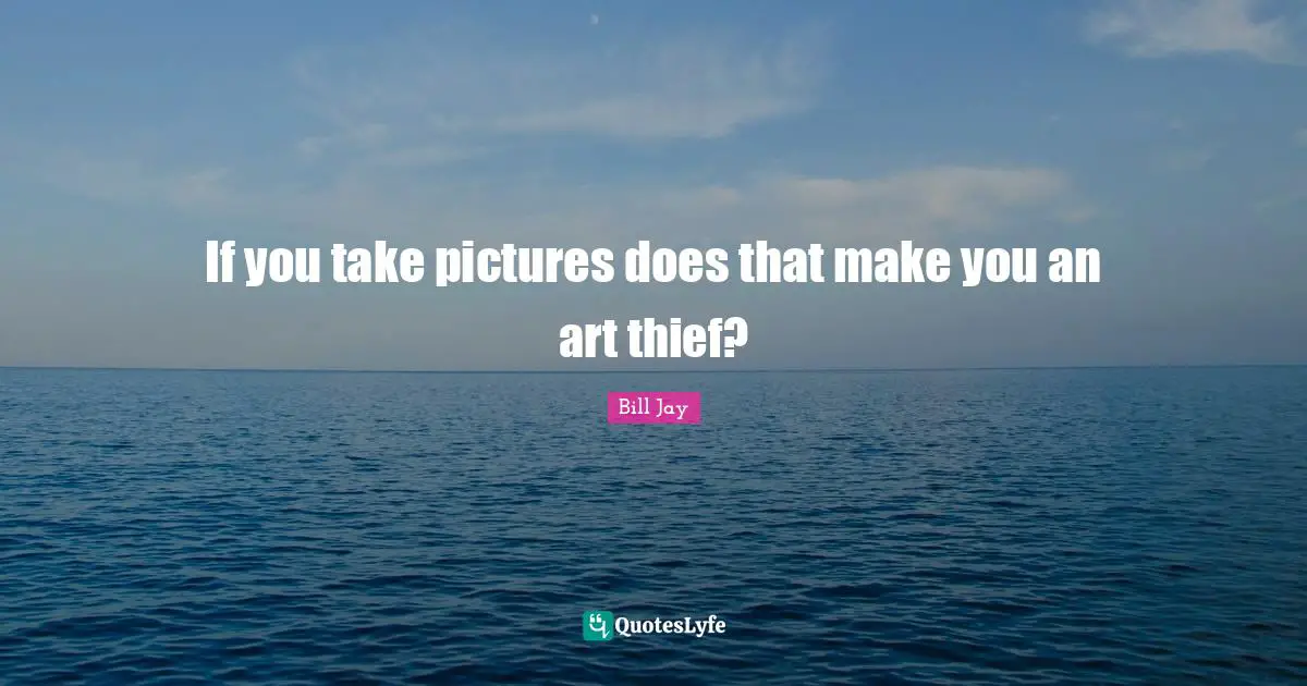 If you take pictures does that make you an art thief?