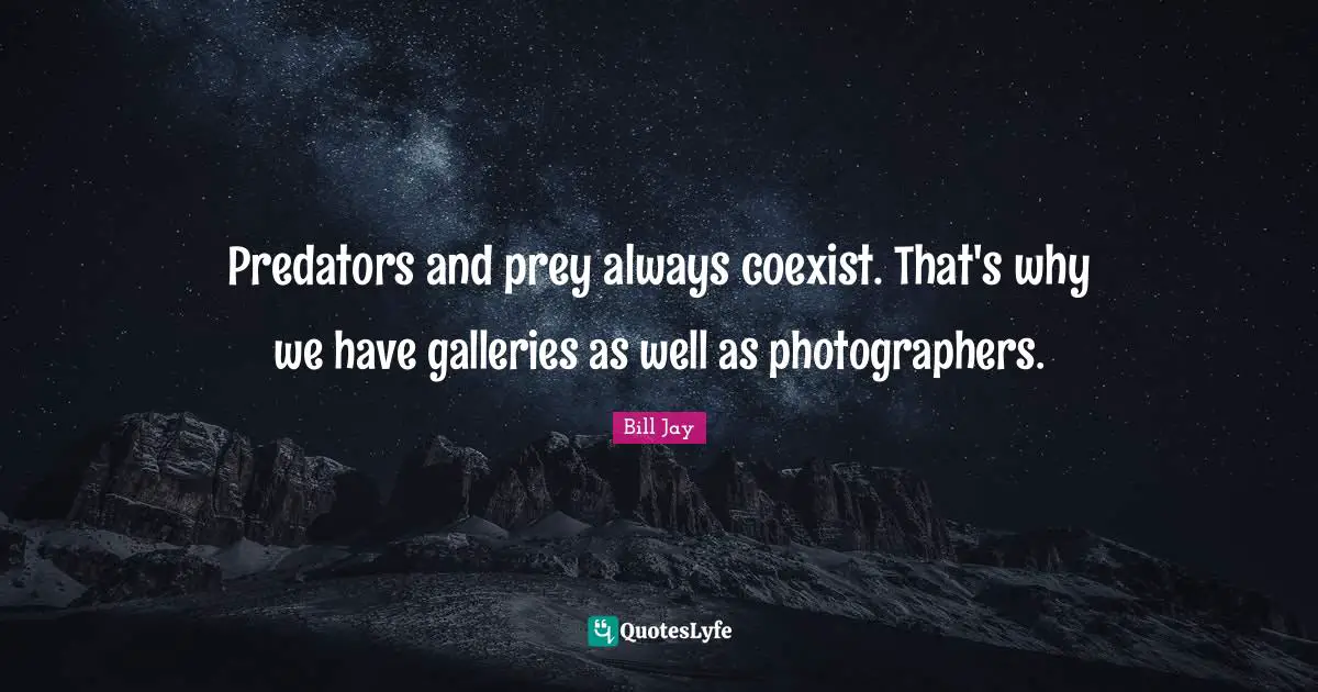 Predators and prey always coexist. That's why we have galleries as well as photographers.