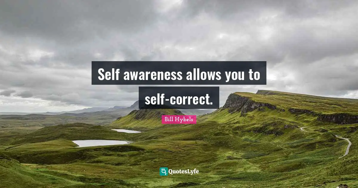 Self awareness allows you to self-correct.
