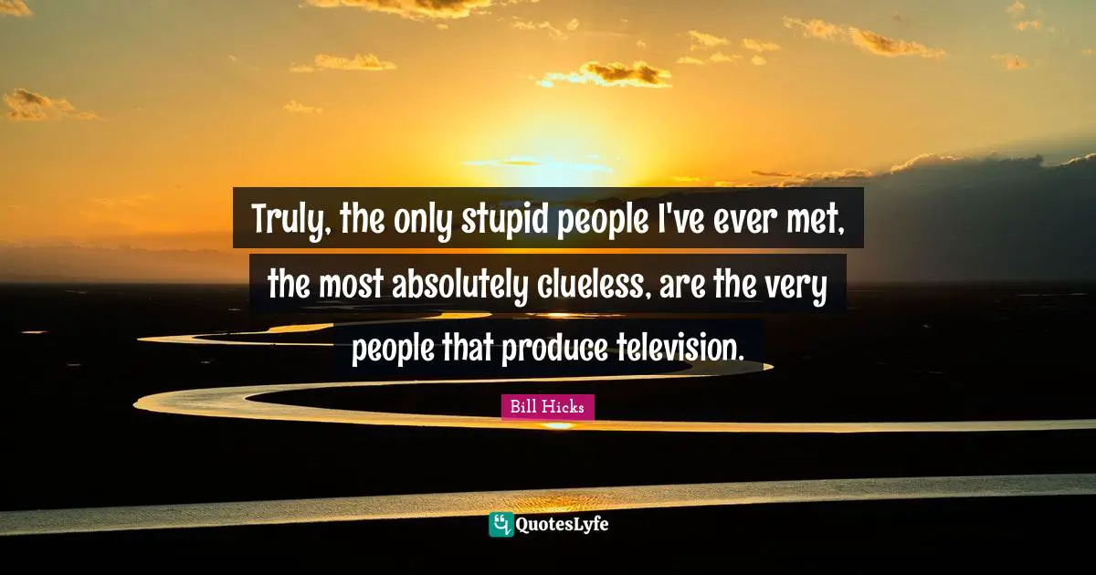Truly, the only stupid people I've ever met, the most absolutely clueless, are the very people that produce television.
