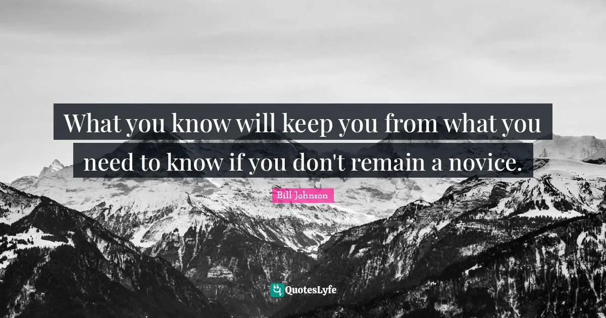 What you know will keep you from what you need to know if you don't remain a novice.