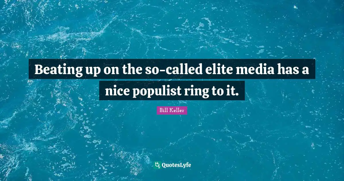 Rings Quotes: "Beating up on the so-called elite media has a nice populist ring to it."