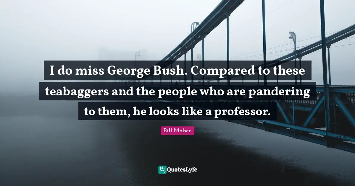 I do miss George Bush. Compared to these teabaggers and the people who are pandering to them, he looks like a professor.