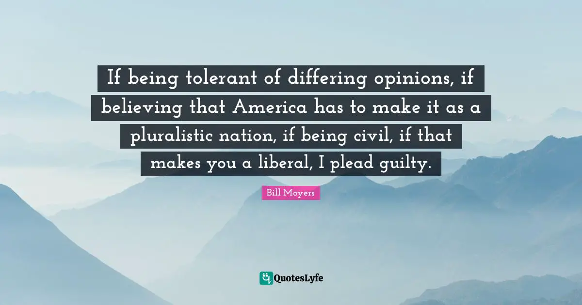 If being tolerant of differing opinions, if believing that America has to make it as a pluralistic nation, if being civil, if that makes you a liberal, I plead guilty.