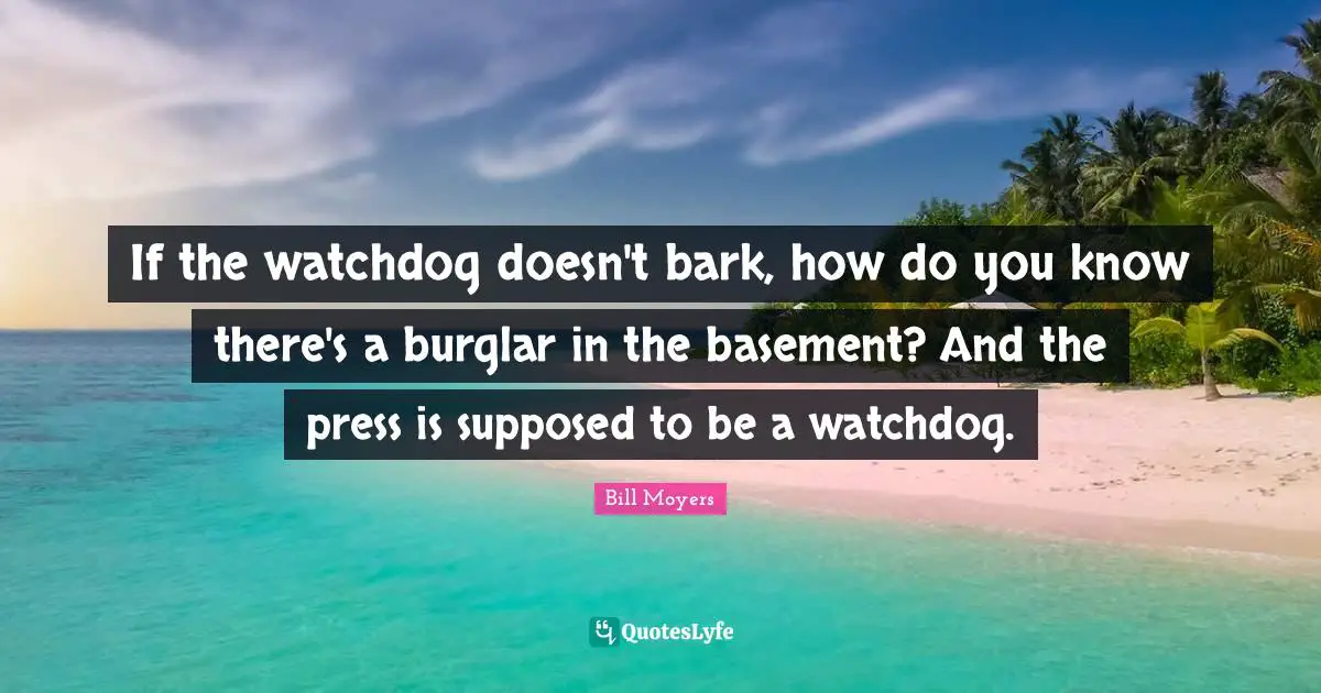 If the watchdog doesn't bark, how do you know there's a burglar in the basement? And the press is supposed to be a watchdog.