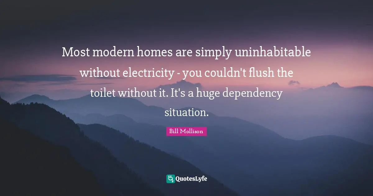 Most modern homes are simply uninhabitable without electricity - you couldn't flush the toilet without it. It's a huge dependency situation.