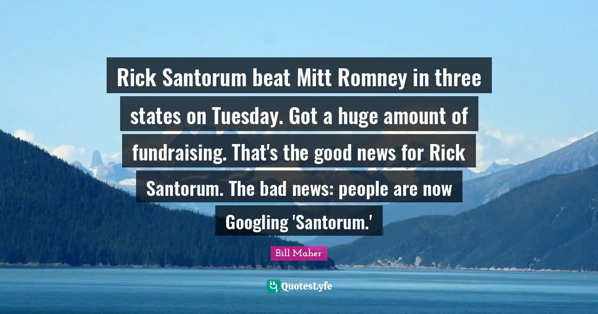Rick Santorum beat Mitt Romney in three states on Tuesday. Got a huge amount of fundraising. That's the good news for Rick Santorum. The bad news: people are now Googling 'Santorum.'