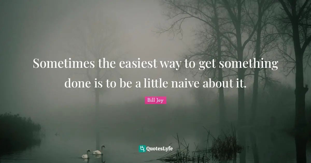 Sometimes the easiest way to get something done is to be a little naive about it.