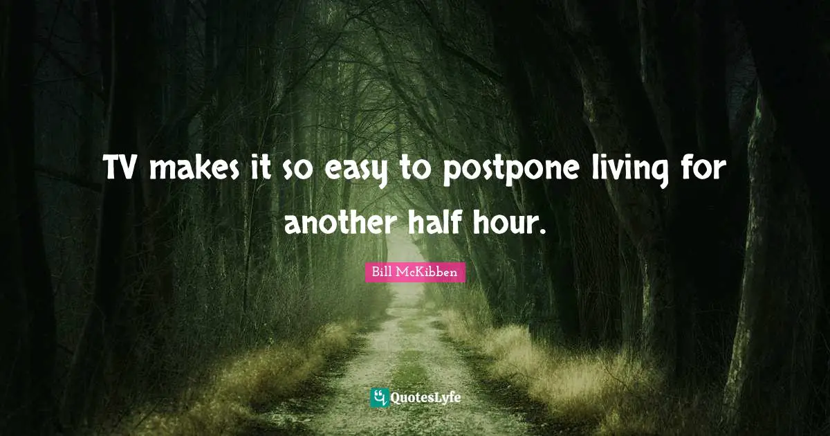 TV makes it so easy to postpone living for another half hour.
