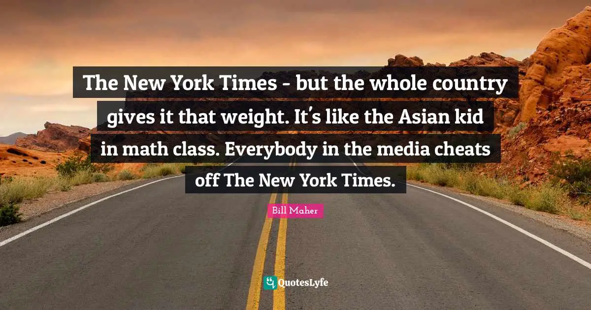 The New York Times - but the whole country gives it that weight. It's like the Asian kid in math class. Everybody in the media cheats off The New York Times.