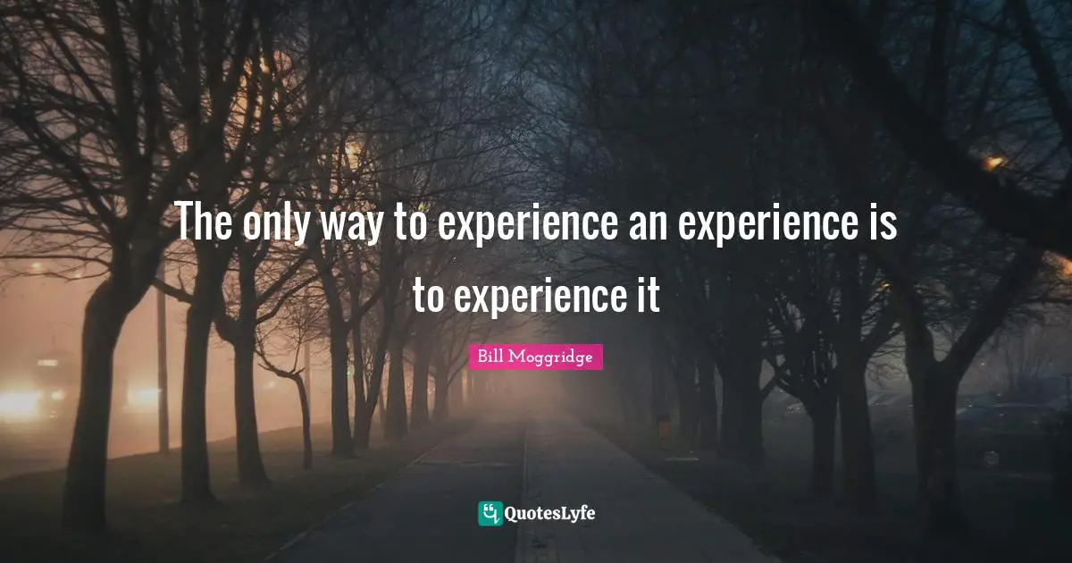 The only way to experience an experience is to experience it
