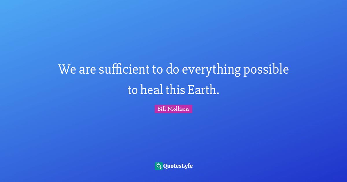 We are sufficient to do everything possible to heal this Earth.