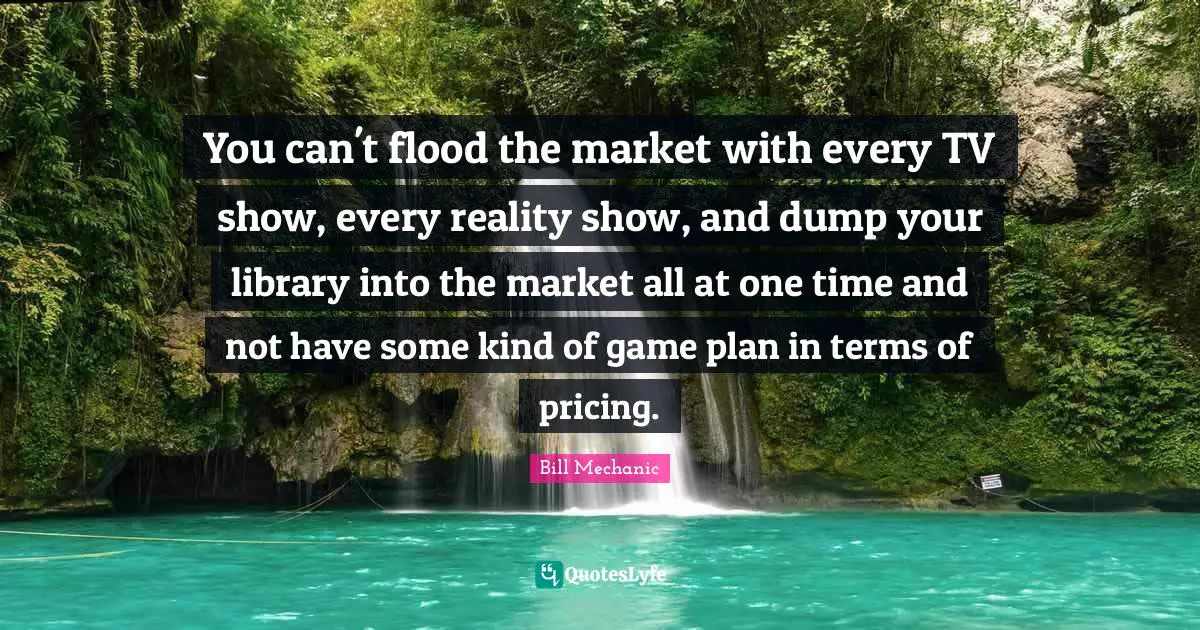You can't flood the market with every TV show, every reality show, and dump your library into the market all at one time and not have some kind of game plan in terms of pricing.