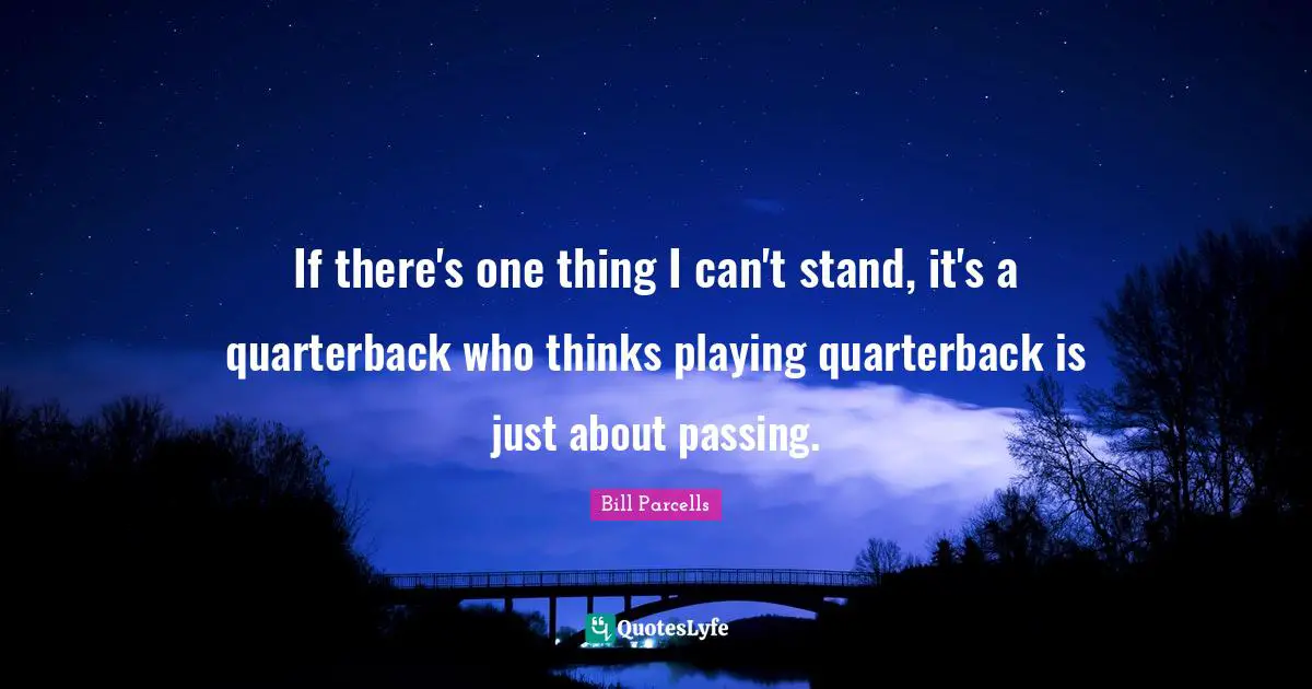 If there's one thing I can't stand, it's a quarterback who thinks playing quarterback is just about passing.
