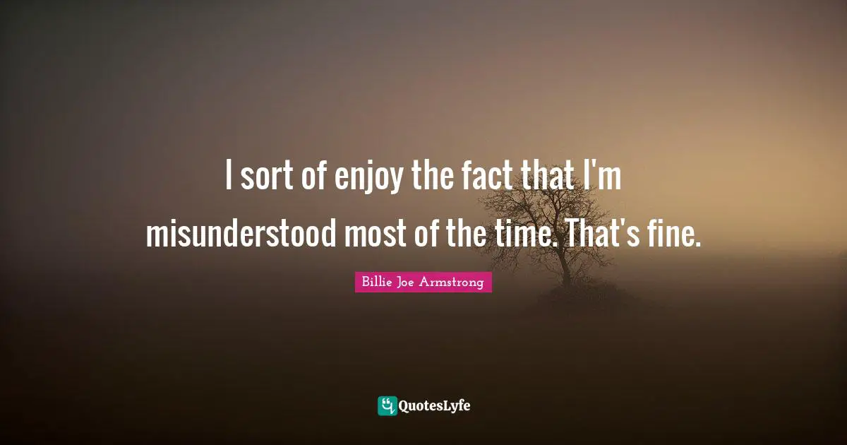 Misunderstood Quotes: "I sort of enjoy the fact that I'm misunderstood most of the time. That's fine."