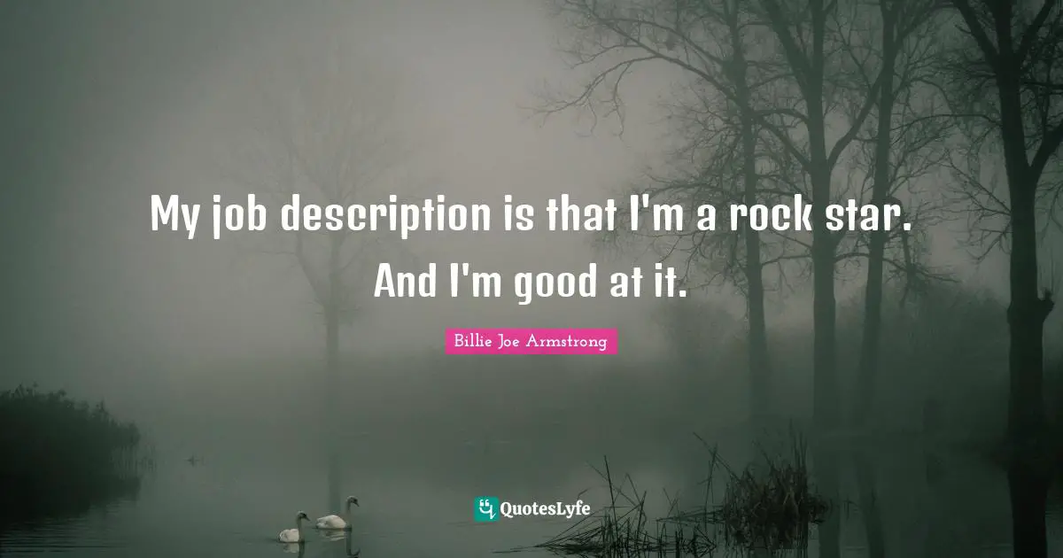 My job description is that I'm a rock star. And I'm good at it.