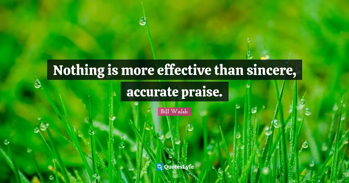 Sincere Quotes: "Nothing is more effective than sincere, accurate praise."