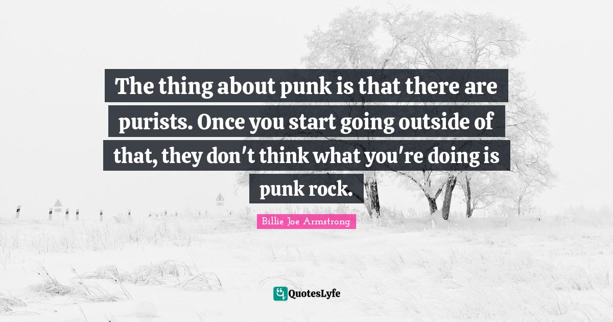 The thing about punk is that there are purists. Once you start going outside of that, they don't think what you're doing is punk rock.