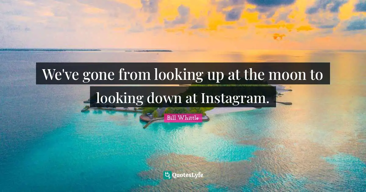 Instagram Quotes: "We've gone from looking up at the moon to looking down at Instagram."