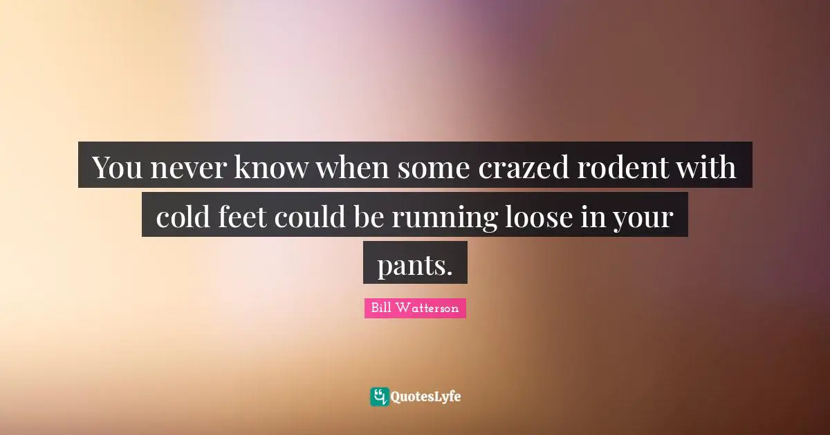 You never know when some crazed rodent with cold feet could be running loose in your pants.