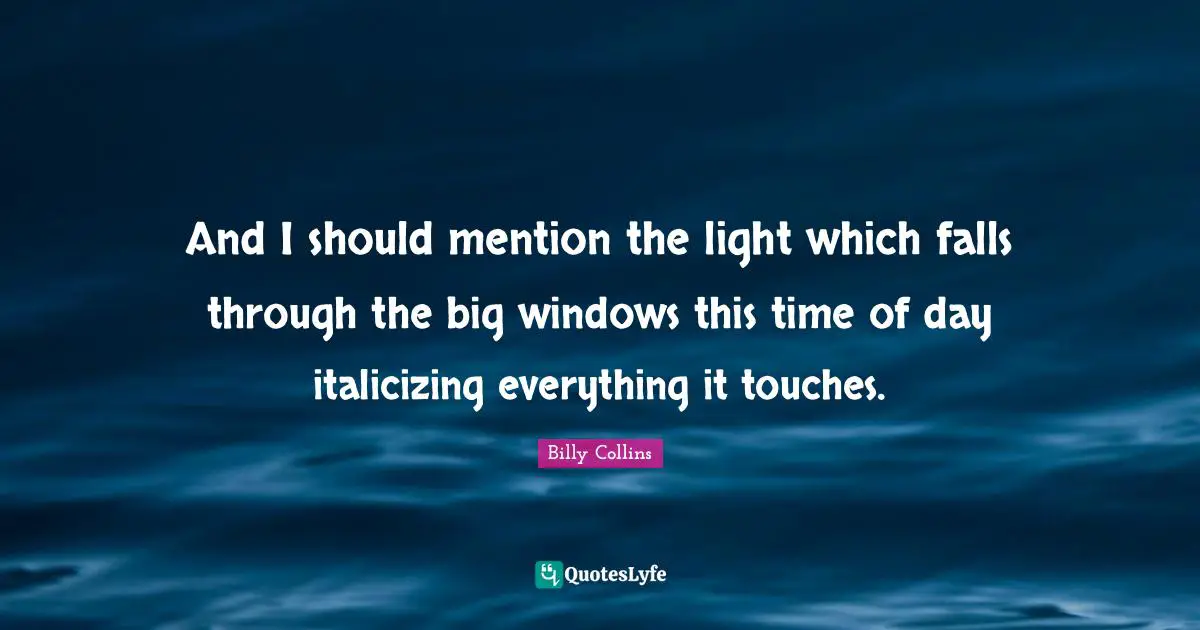And I should mention the light which falls through the big windows this time of day italicizing everything it touches.