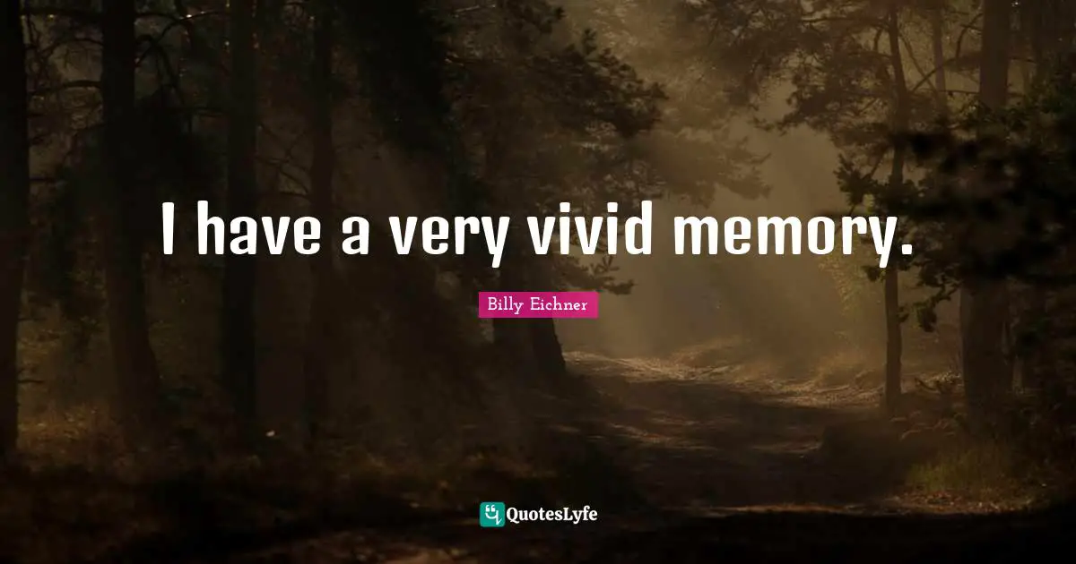 I have a very vivid memory.